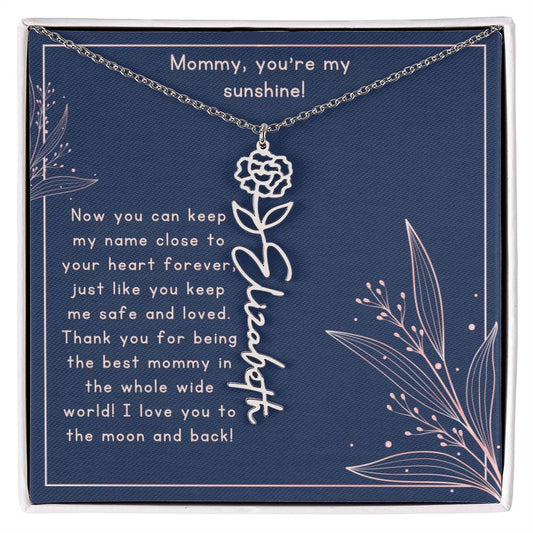 MY SUNSHINE - Push Present - Custom Name Necklace with Birth Flower