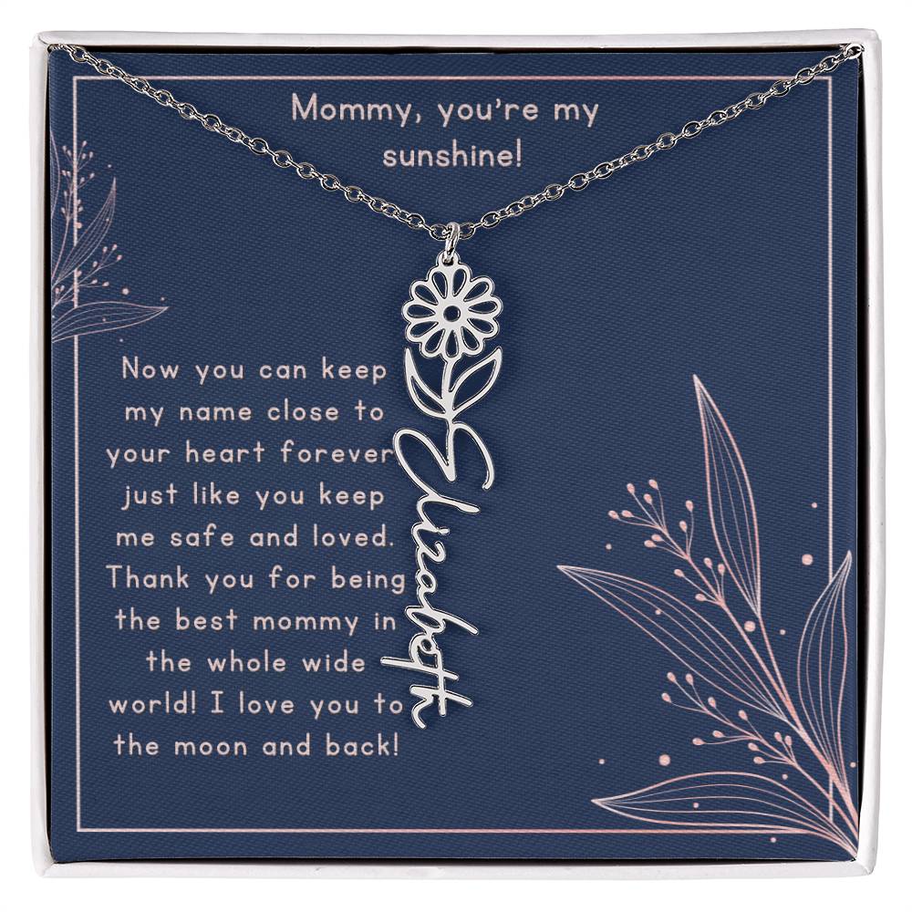 MY SUNSHINE - Push Present - Custom Name Necklace with Birth Flower