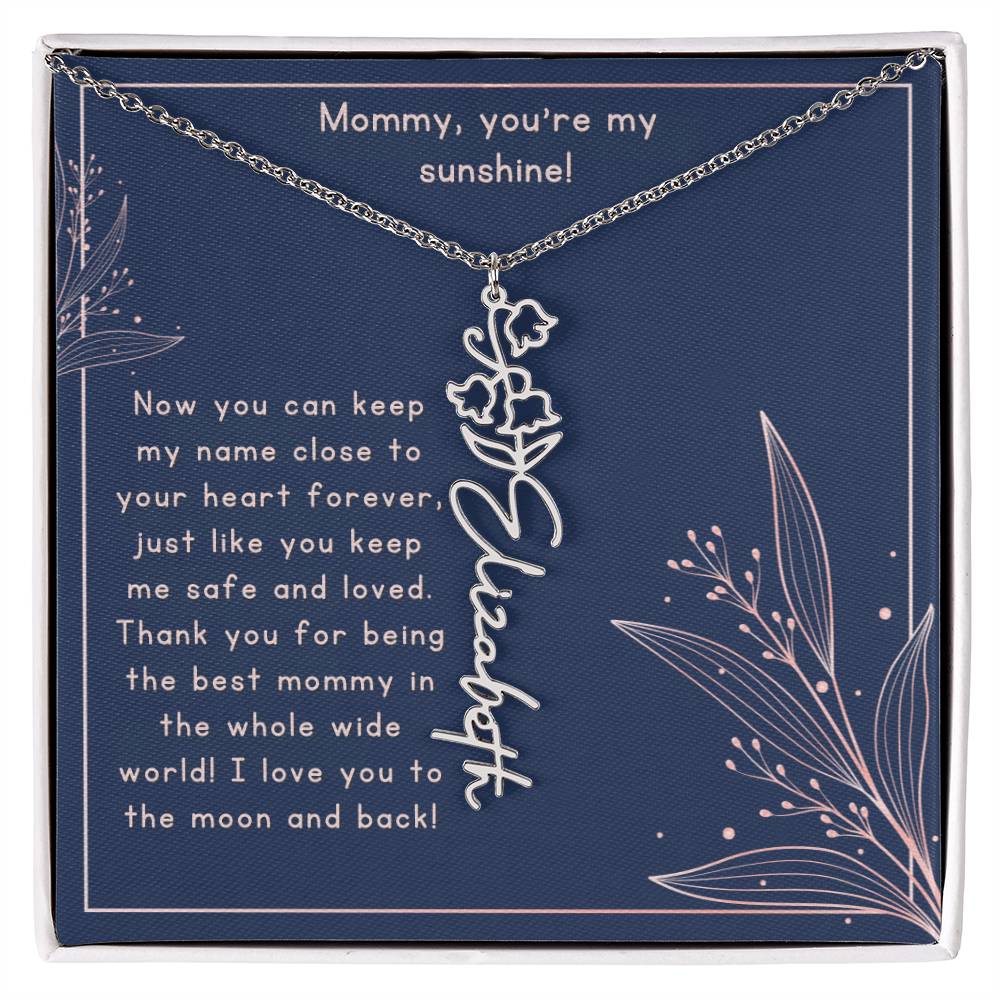 MY SUNSHINE - Push Present - Custom Name Necklace with Birth Flower