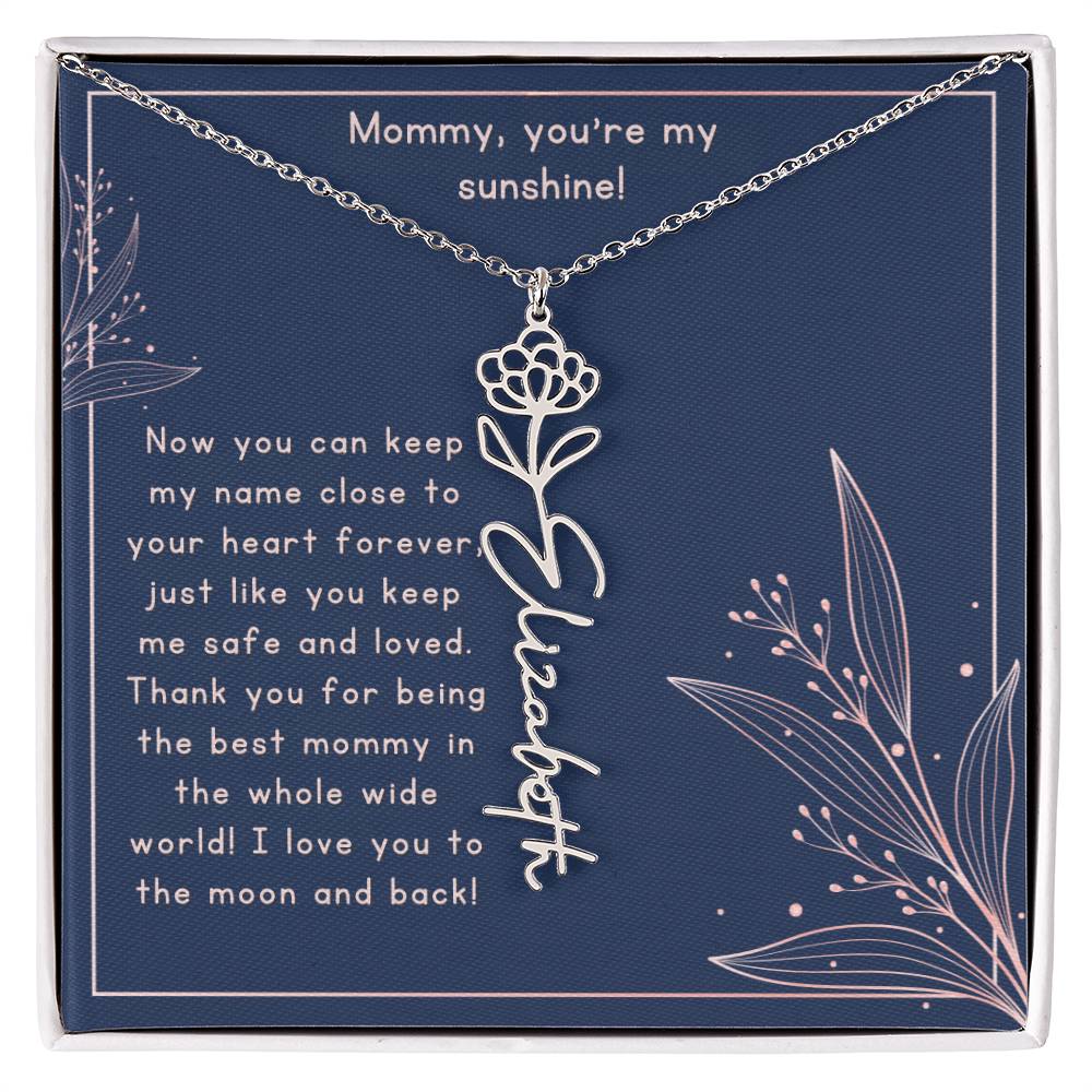 MY SUNSHINE - Push Present - Custom Name Necklace with Birth Flower