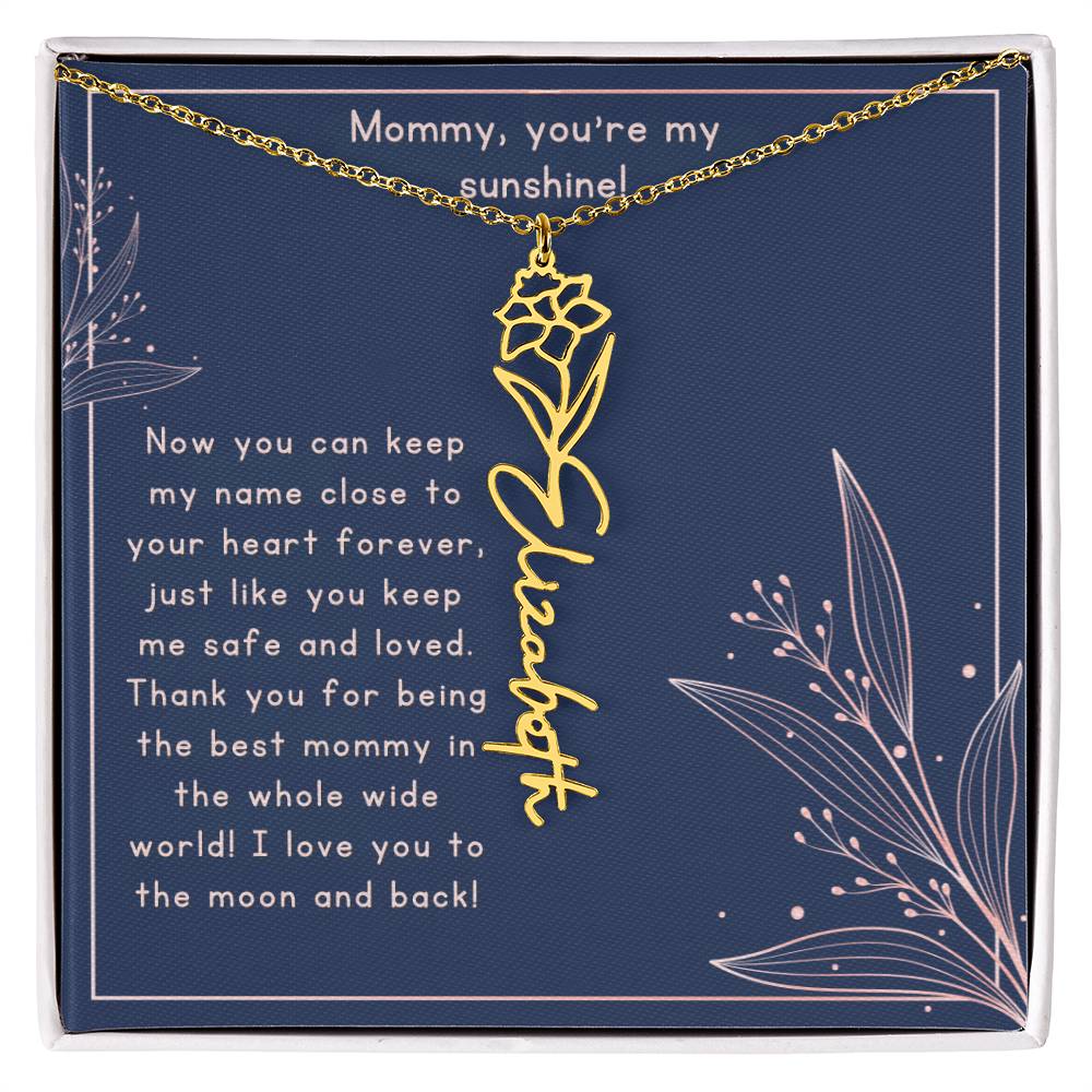 MY SUNSHINE - Push Present - Custom Name Necklace with Birth Flower